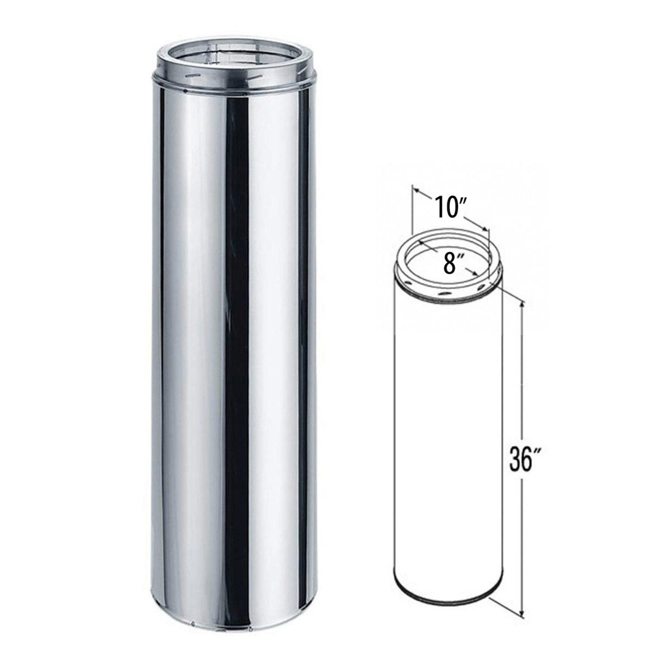 8" x 36" DuraTech Stainless Steel Chimney Pipe - 8DT-36SS
