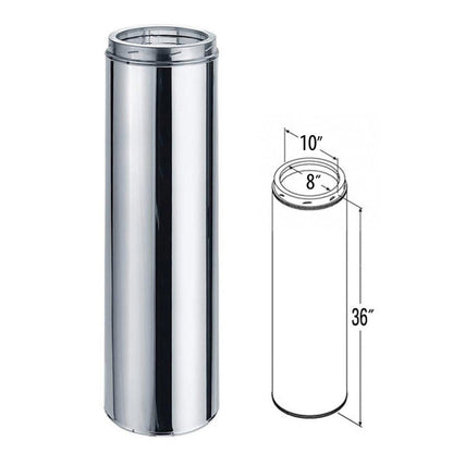 8" x 36" DuraTech Stainless Steel Chimney Pipe - 8DT-36SS