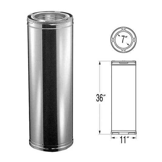 7" x 36" DuraPlus Galvanized Chimney Pipe - 7DP-36