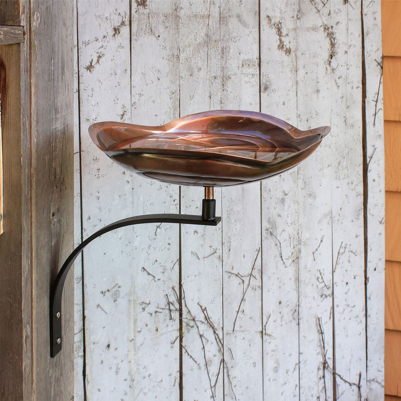 10.5" Dara Knot Copper Birdbath with Wall Mount Bracket