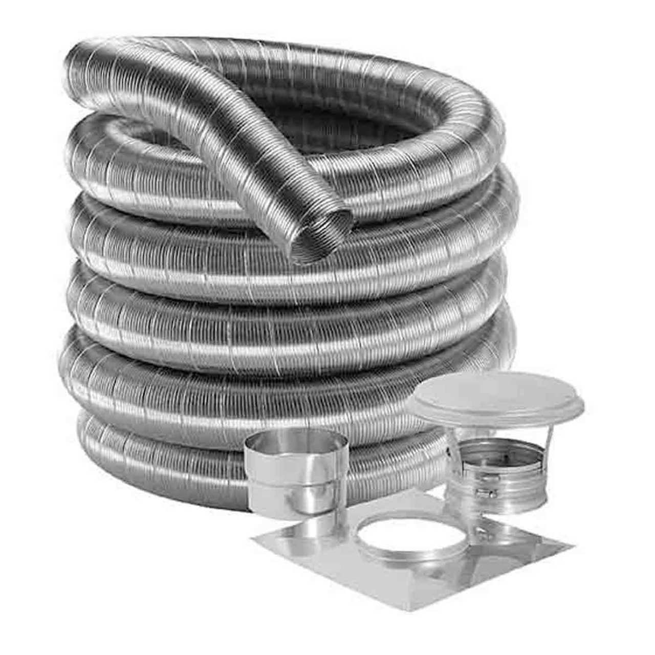 4" DuraFlexSS 316 Basic Kit with 35' Stainless Steel Flexible Chimney Liner - 4DF316-35K