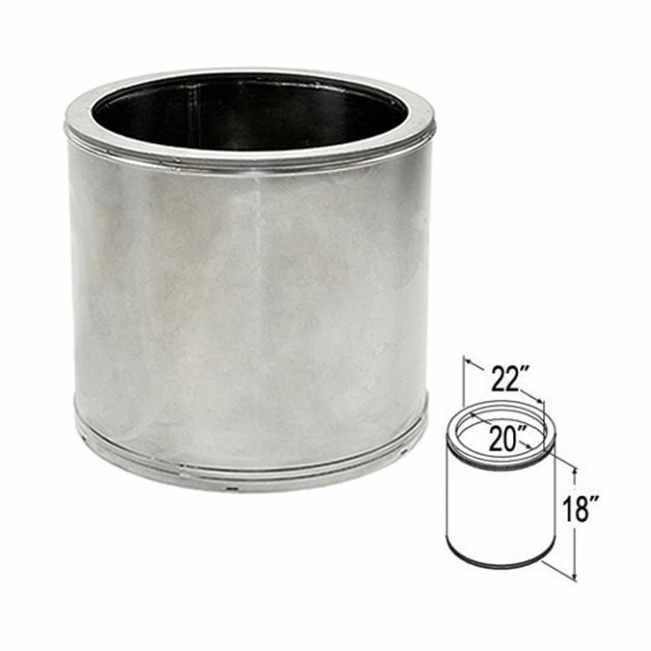 20'' x 18'' DuraTech Stainless Steel Chimney Pipe - 20DT-18SS