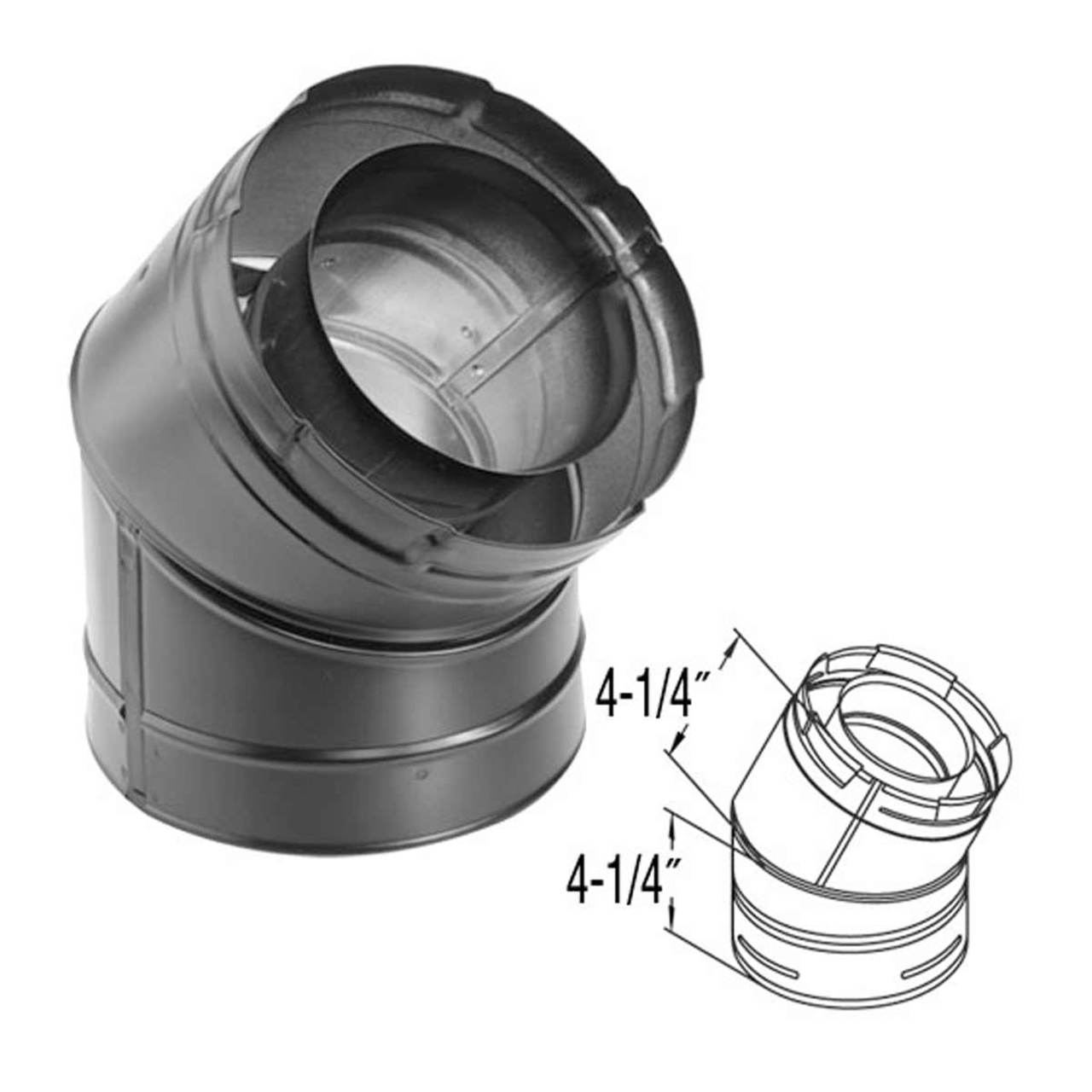 4" x 6 5/8" DirectVent Pro 45 Degree Black Elbow - 46DVA-E45B