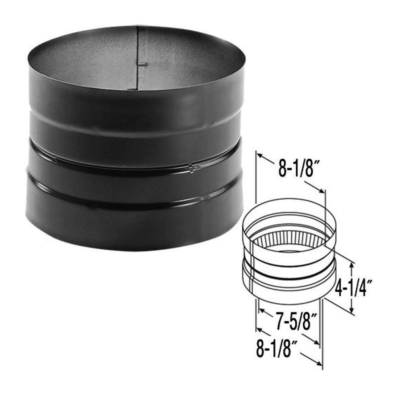 8" DuraBlack Double-Skirted Stovetop Adapter - 8DBK-ADDB