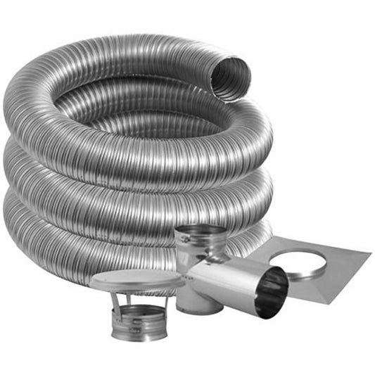 8'' DuraFlexSS PRO Tee Kit with 30' Flexible Stainless Steel Chimney Liner - 8DFPRO-30KT