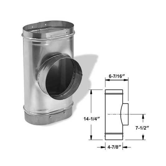 6" DuraLiner Oval Tee with Round Branch and Cap - 6DLR-OTRB