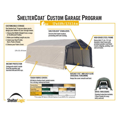 ShelterCoat 12 x 28 Wind & Snow Rated Garage  - Green
