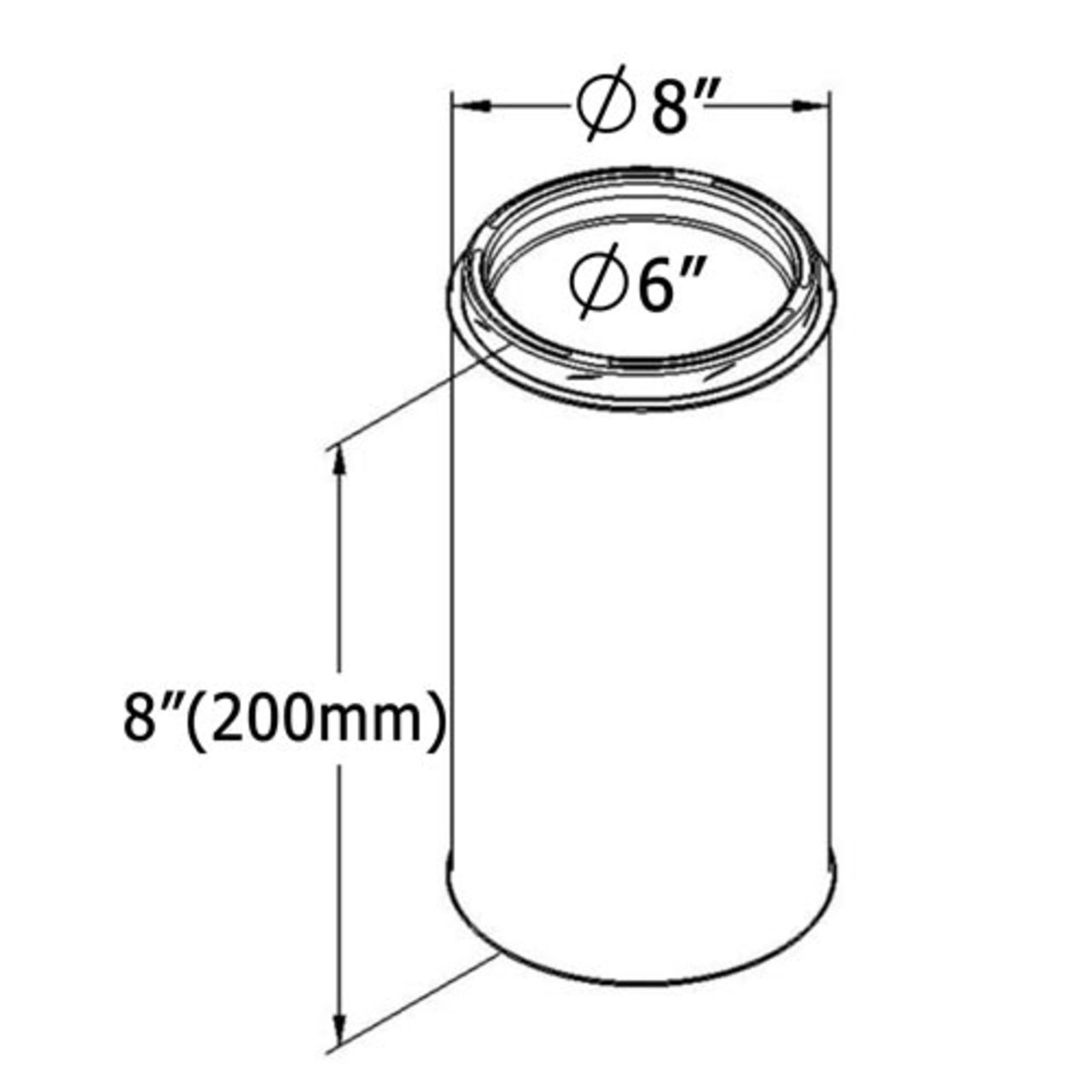 Shasta Vent 6 Inch x 8 Inch Chimney Pipe
