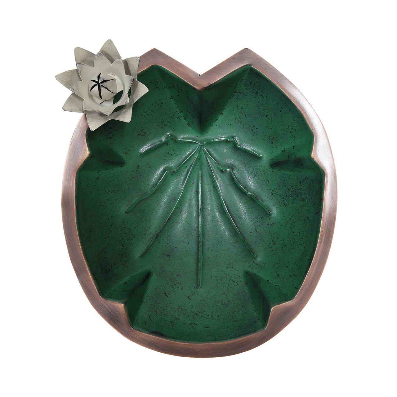 12.5" Lilypad Birdbath with Stake - Green