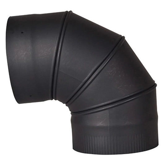7" Ventis Single-Wall Black Stove Pipe - 90-Degree Fixed Elbow - VSB0790F