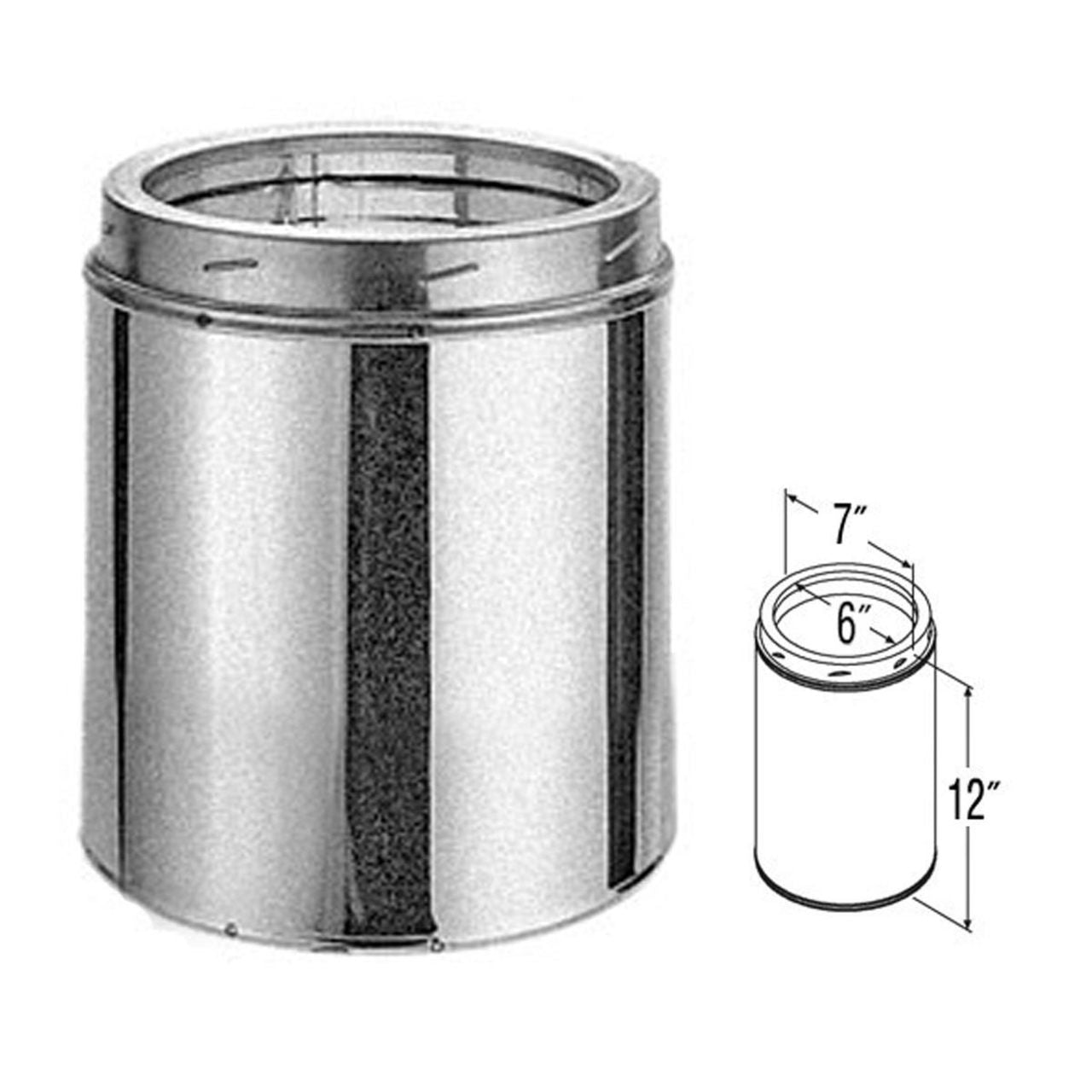 6" x 12" DuraTech Galvanized Chimney Pipe - 6DT-12