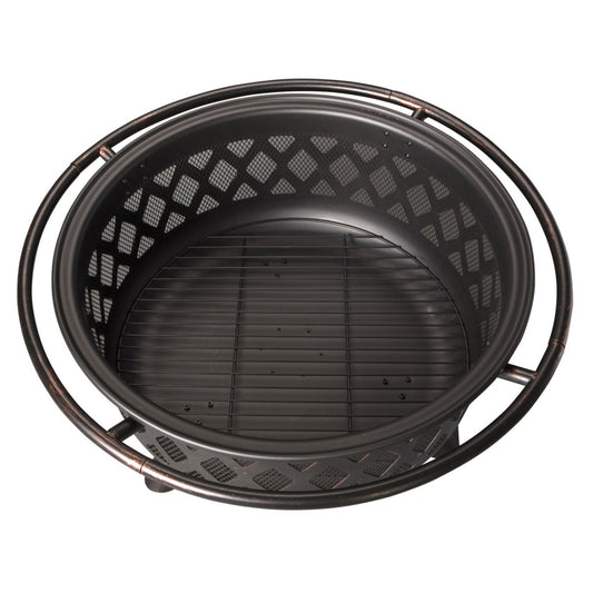 Oil Rubbed Bronze Wood Burning Fire Bowl w/ Lattice Design