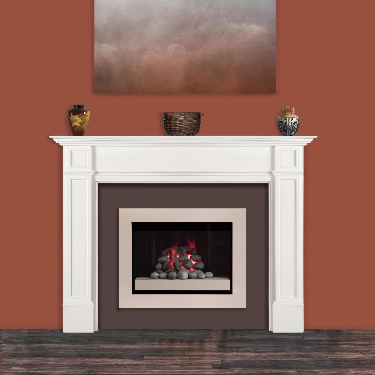 56" Marshall MDF Fireplace Mantel by Pearl Mantels - White Paint Finish