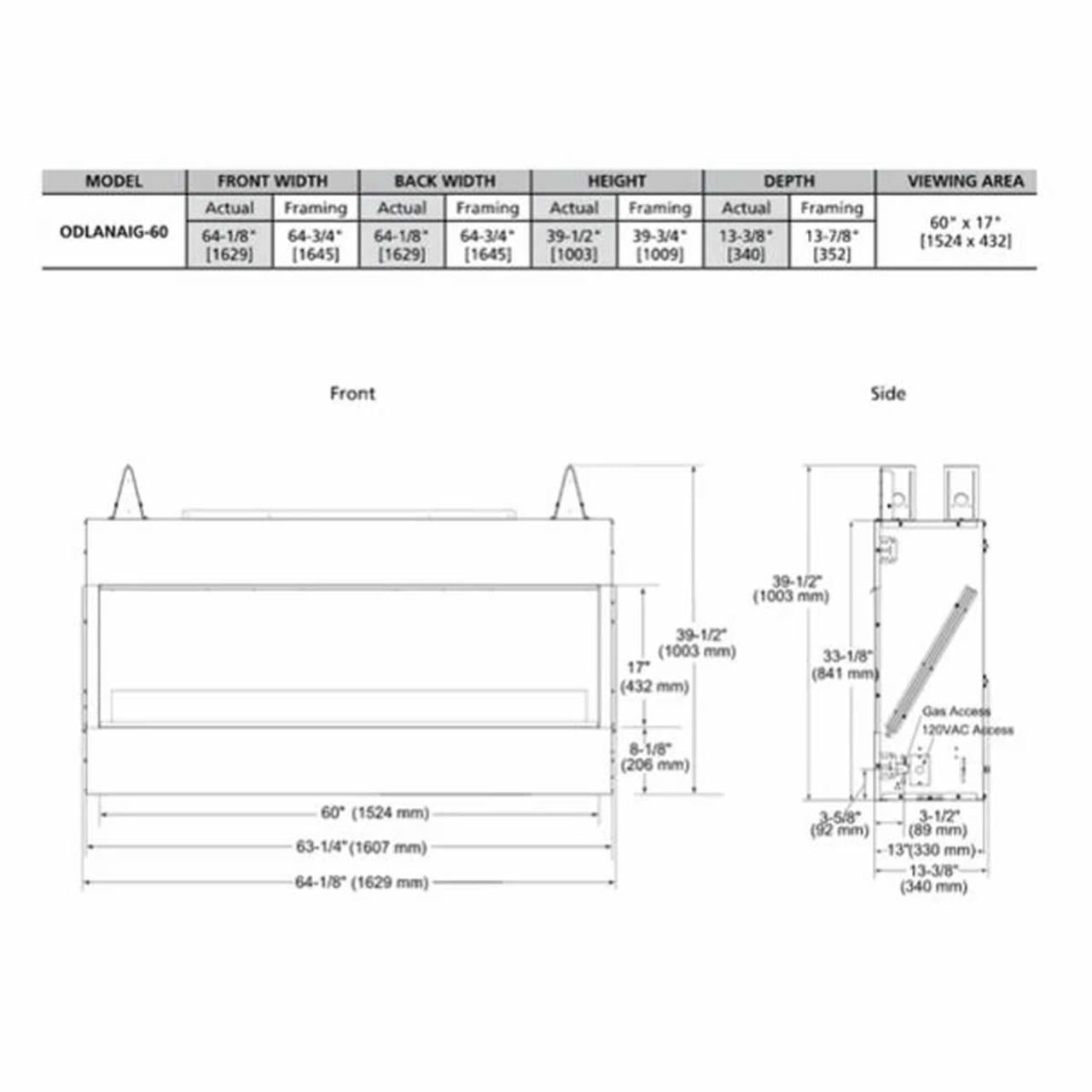 Majestic 60" Lanai Outdoor Linear Fireplace with Single-Sided - NG - ODLANAIG-60