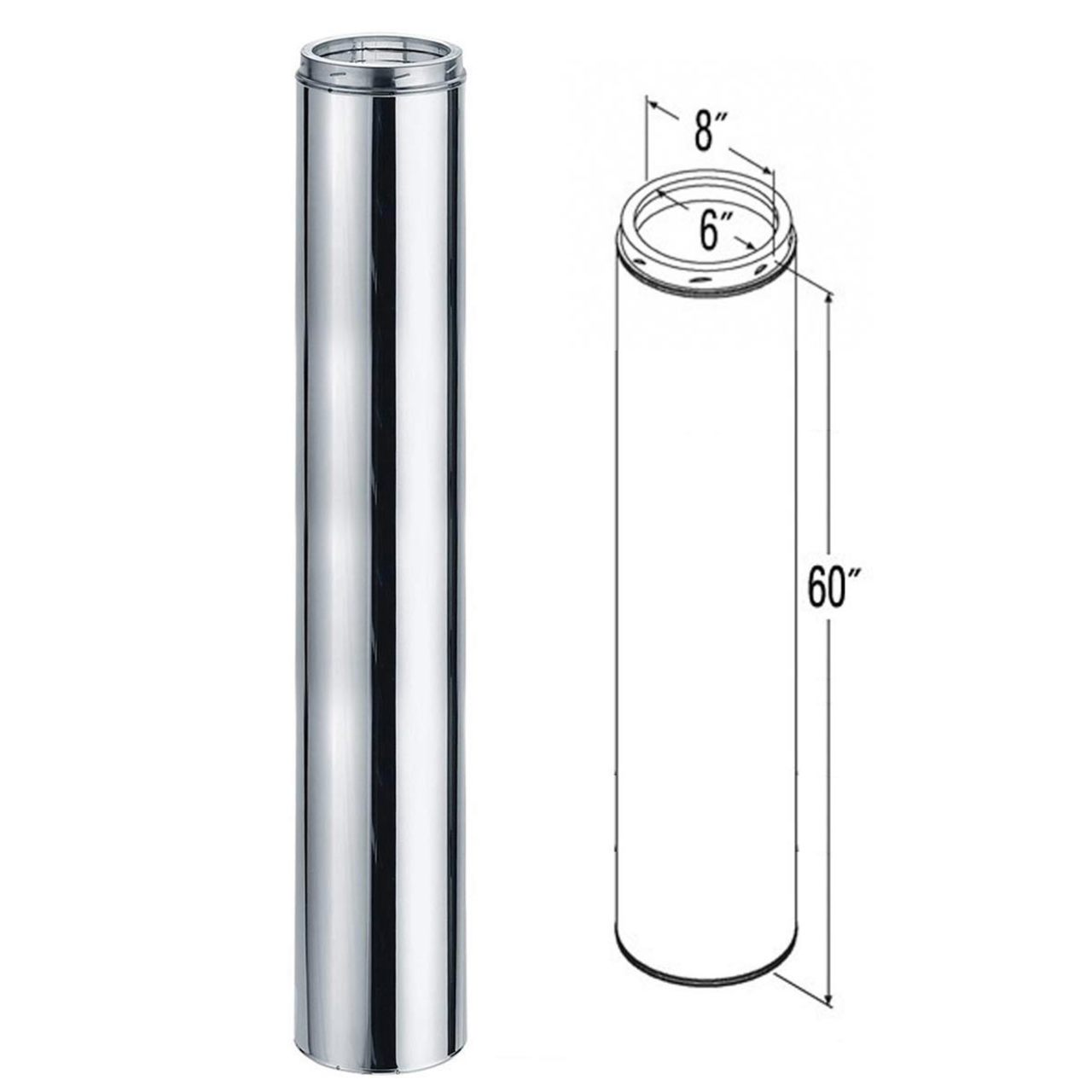 6" x 60" DuraTech Stainless Steel Chimney Pipe - 6DT-60SSCF