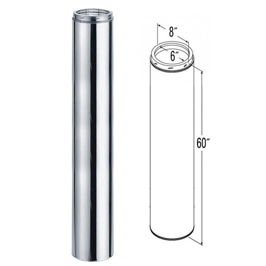 6" x 60" DuraTech Stainless Steel Chimney Pipe - 6DT-60SSCF