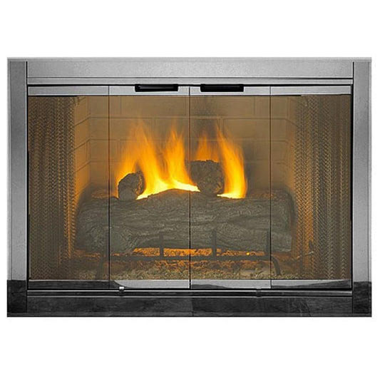 Smoked Chrome Premium Fireview Stock Masonry Fireplace Door
