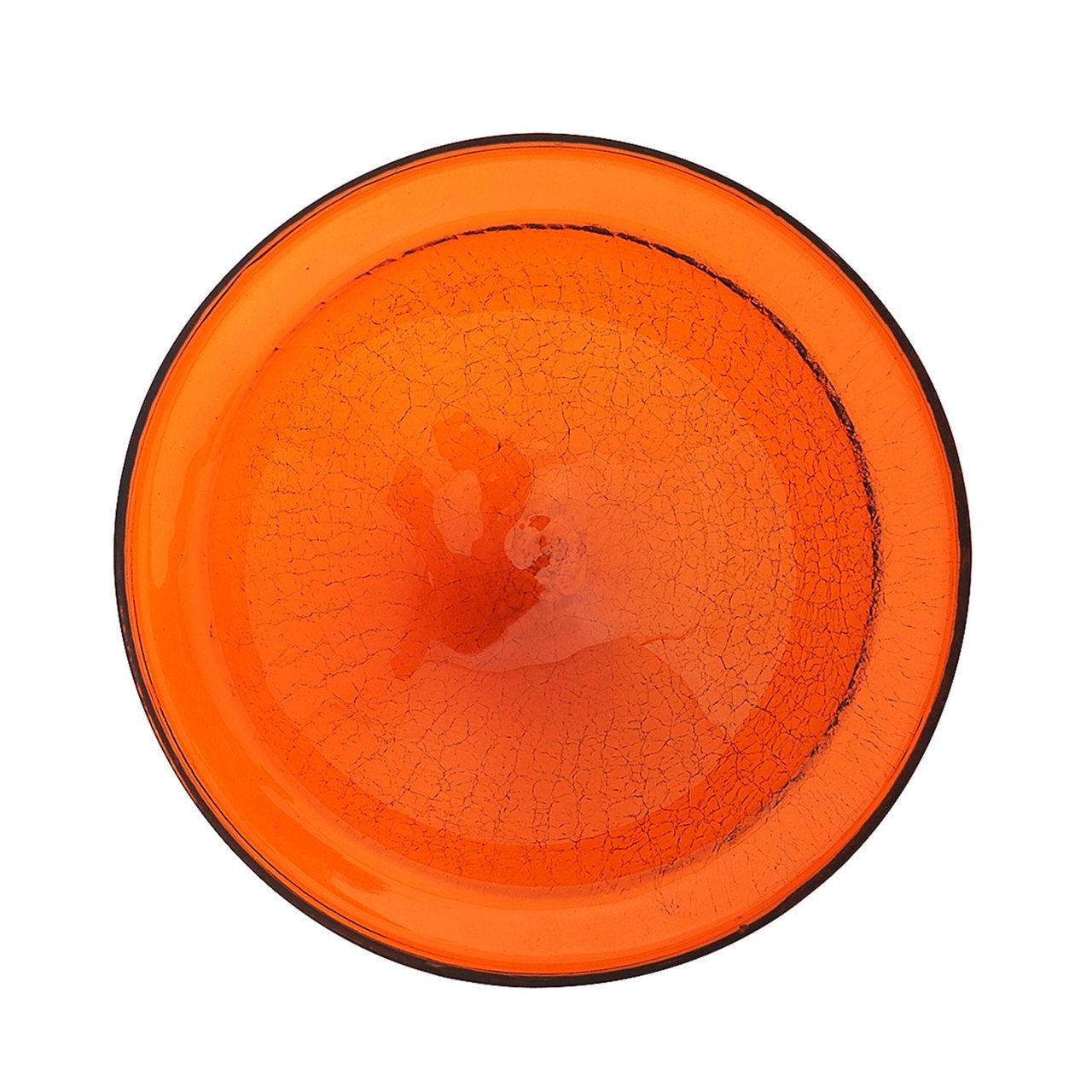 12-in. Birdbath Mandarin Orange Crackle Glass Bowl
