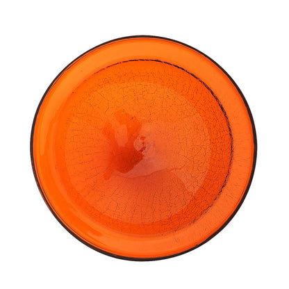 12-in. Birdbath Mandarin Orange Crackle Glass Bowl