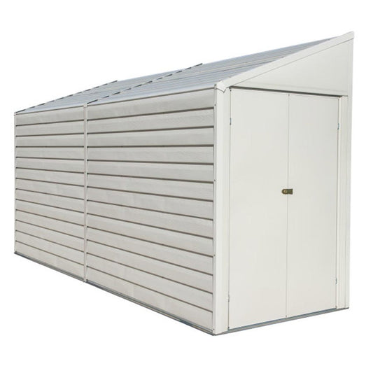 Yardsaver 4' x 10' Steel Pent Roof Storage Shed - Eggshell