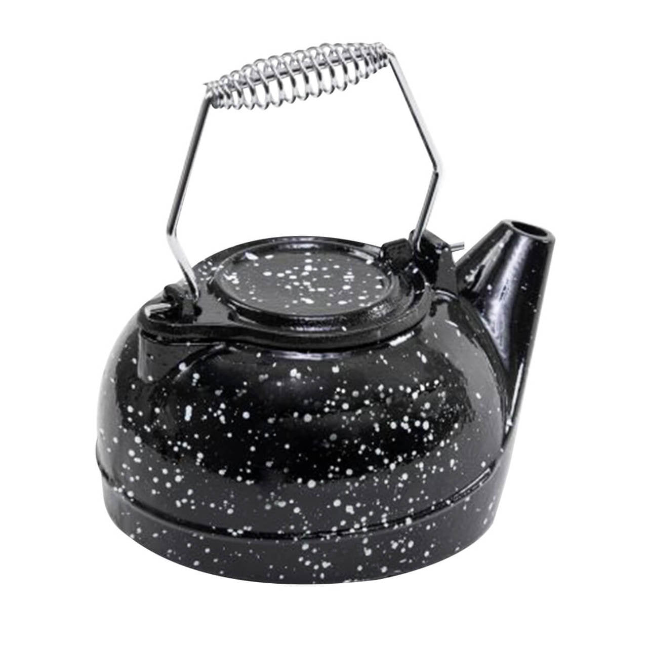 US Stove 3 qt Black & White Speckle Porcelain Steamer Kettle