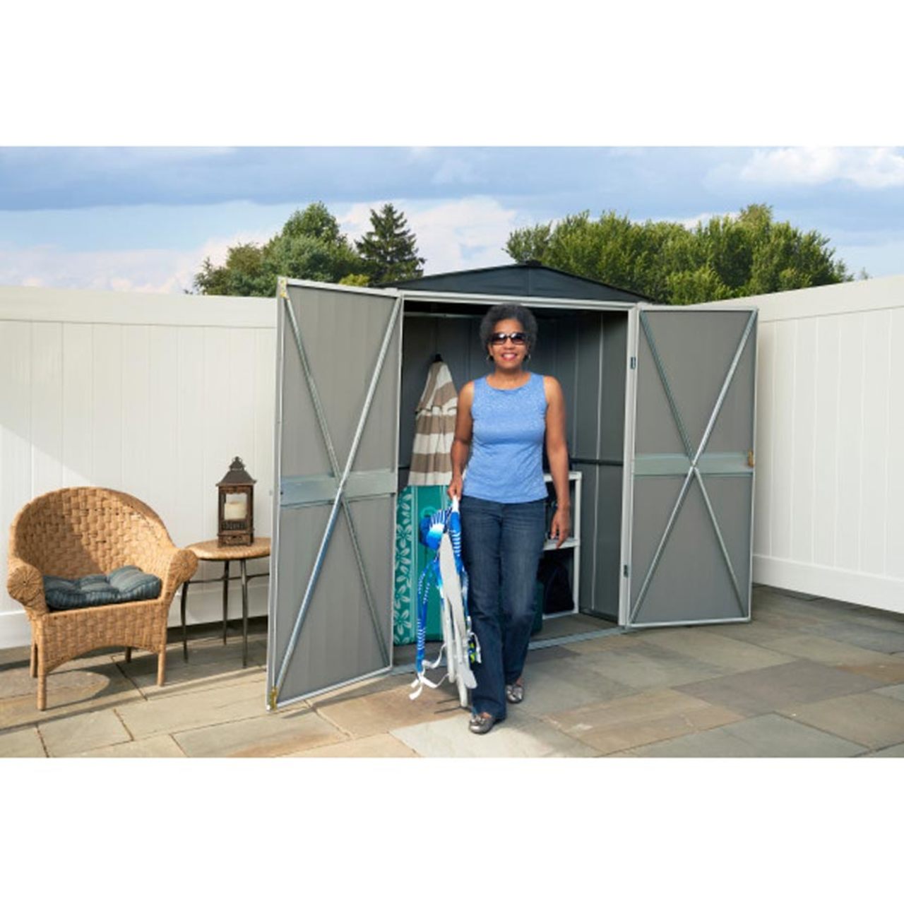 Spacemaker 6' x 3' Patio Shed - Flute Gray and Anthracite