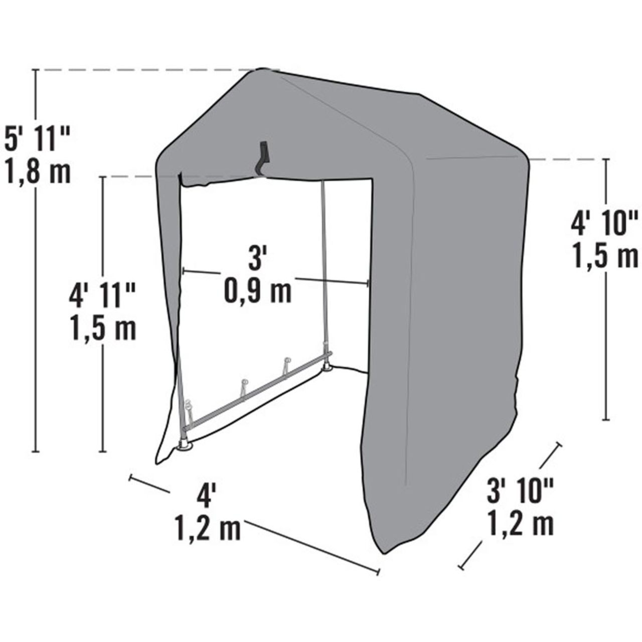 4' x 4' x 6' Green Garden Shed