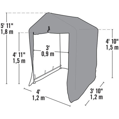 4' x 4' x 6' Green Garden Shed