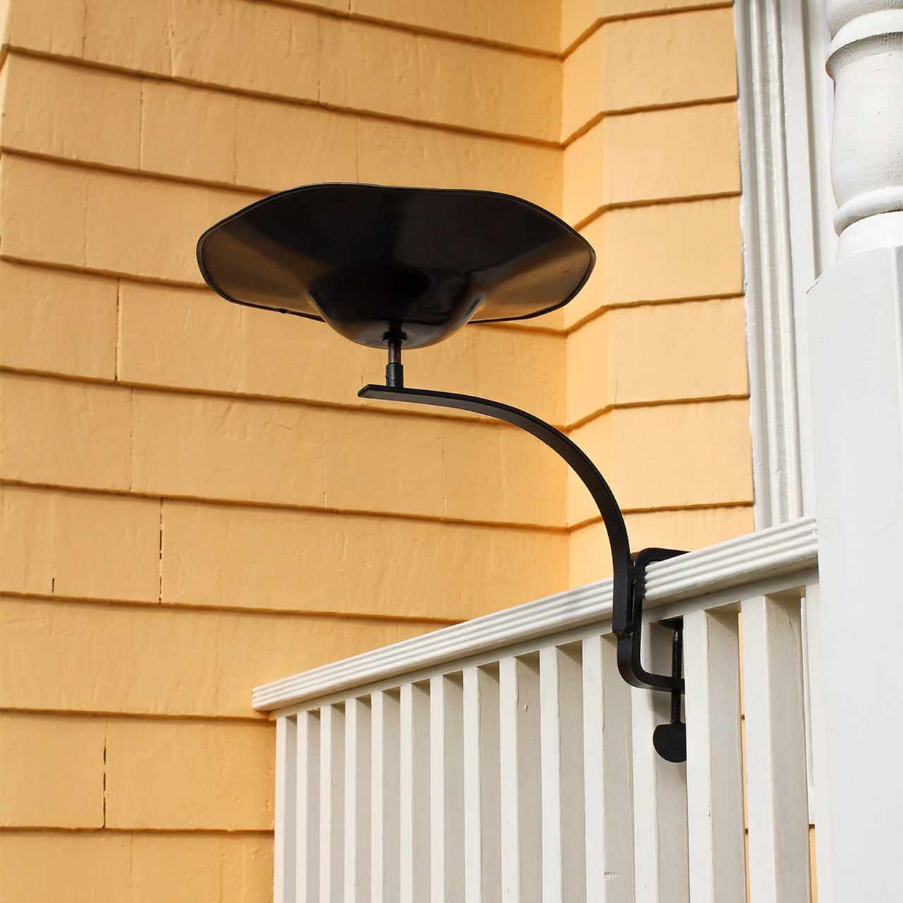 Antiqued Bird Bath with Birds  with Rail Mount Bracket