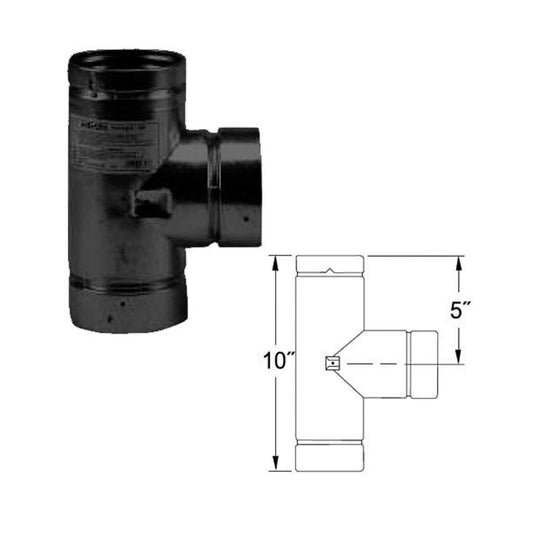 4" x 3" Selkirk VP Pellet Vent Pipe Tee w/Tee Cap - Black - 4VP-3TB