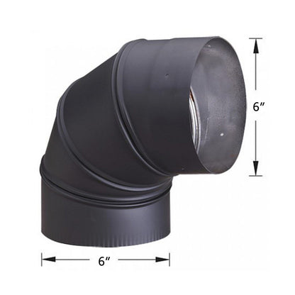 6" HeatFab 90 Degree Adjustable Black Elbow - 2614AB