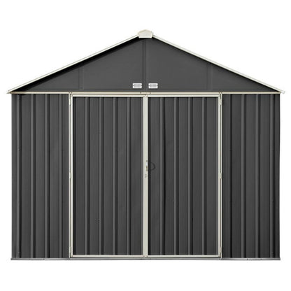 EZEE Extra High Gable - Galvanized Steel 10 x 8 Storage Shed - Charcoal/Cream