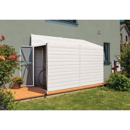 Yardsaver 4 x 10 Steel Pent Roof Storage Shed - Eggshell