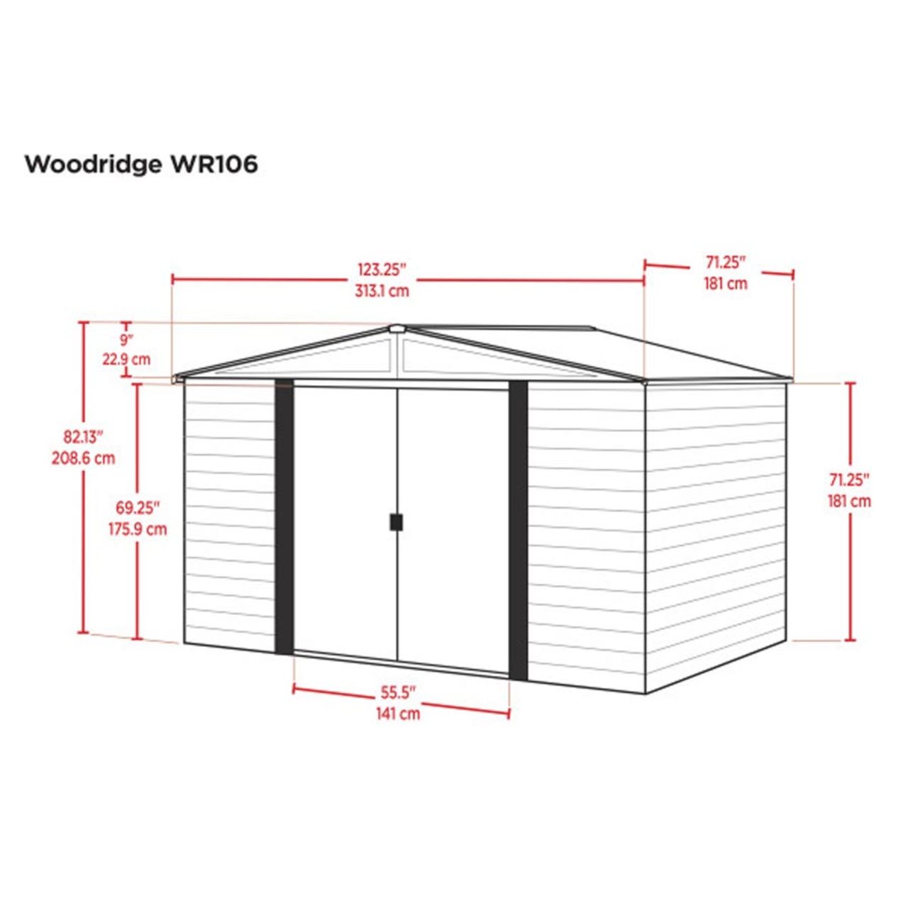 Woodridge 10' x 6' Steel Storage Shed in Coffee and Woodgrain