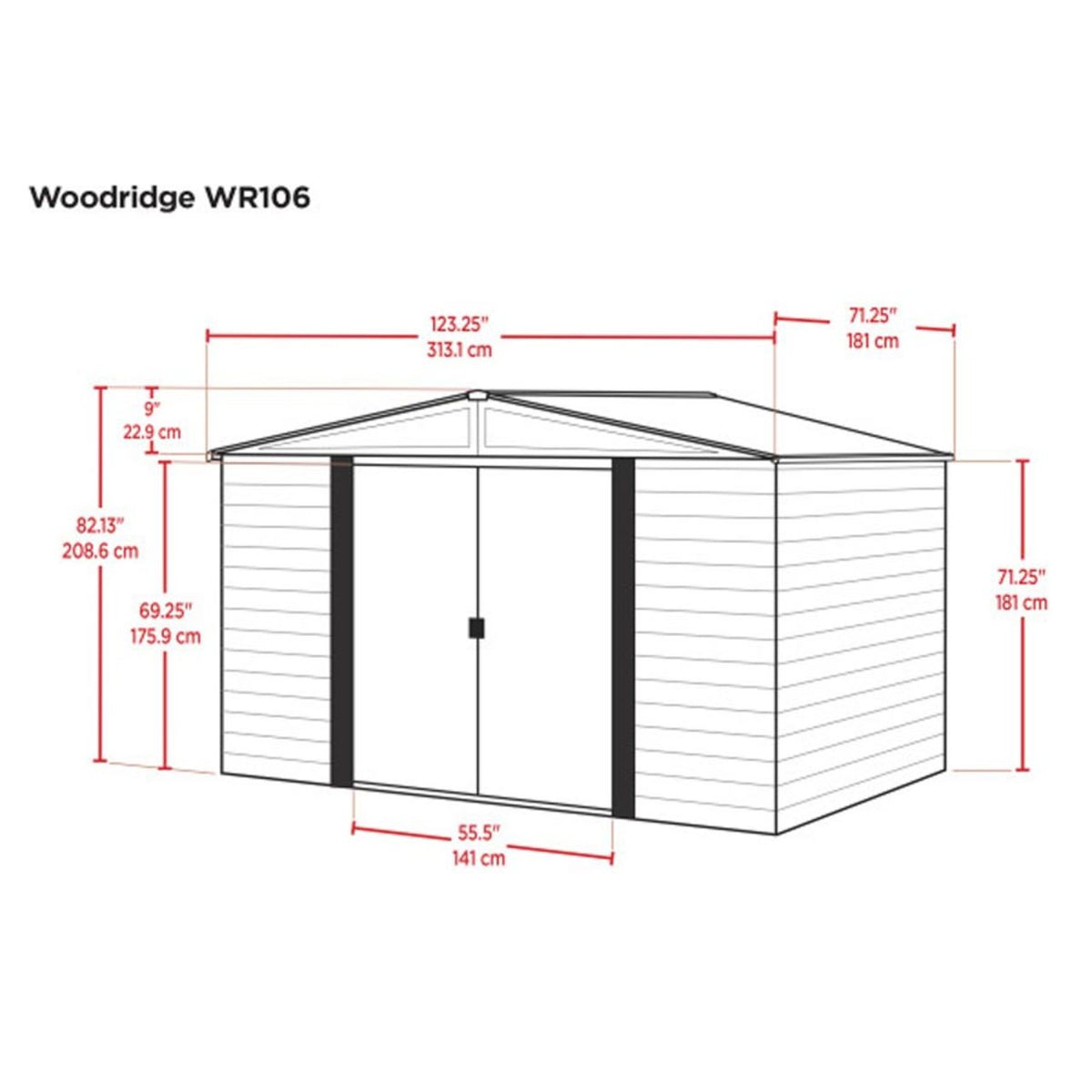 Woodridge 10' x 6' Steel Storage Shed in Coffee and Woodgrain