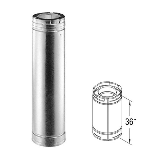 4" x 6 5/8" DirectVent Pro 36" Galvanized Chimney Pipe - 46DVA-36