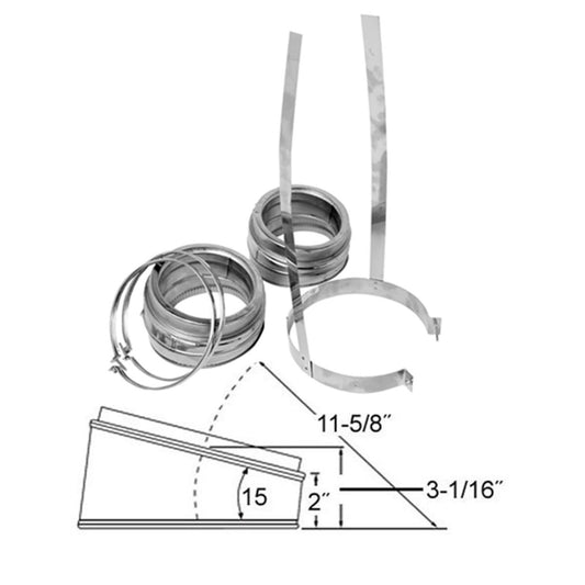 6" Selkirk 15 Degree Stainless Elbow Kit - 206206
