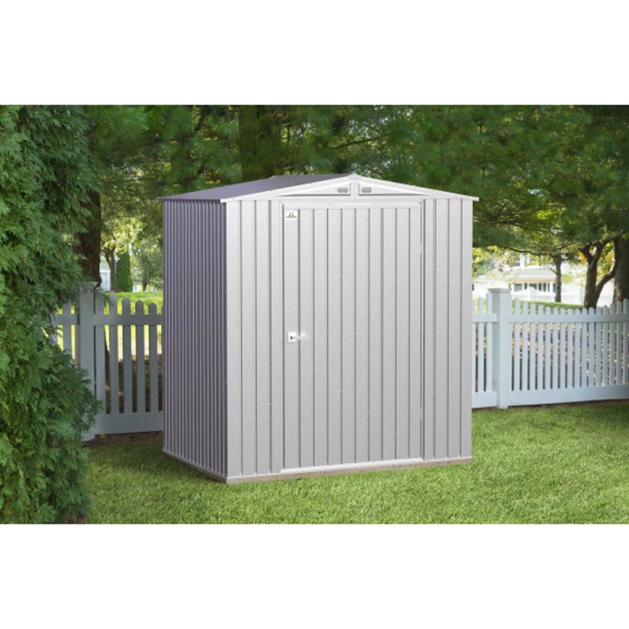 Arrow Elite 6' x 6' Steel Storage Shed - Silver