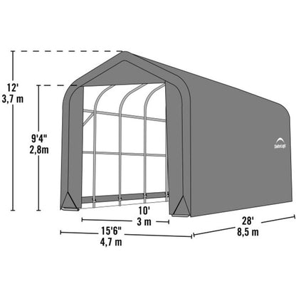 ShelterCoat 15 x 28 Garage With Peak Roof - Gray