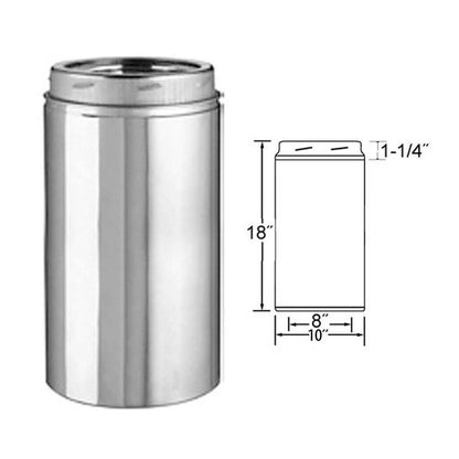 8" x 18" Selkirk Ultra Temp Stainless Chimney Pipe - 208018U
