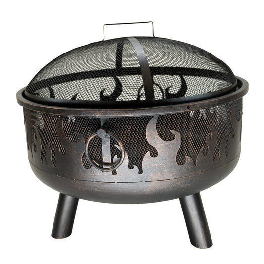 Black Wood Burning Fire Pit w/ Flames