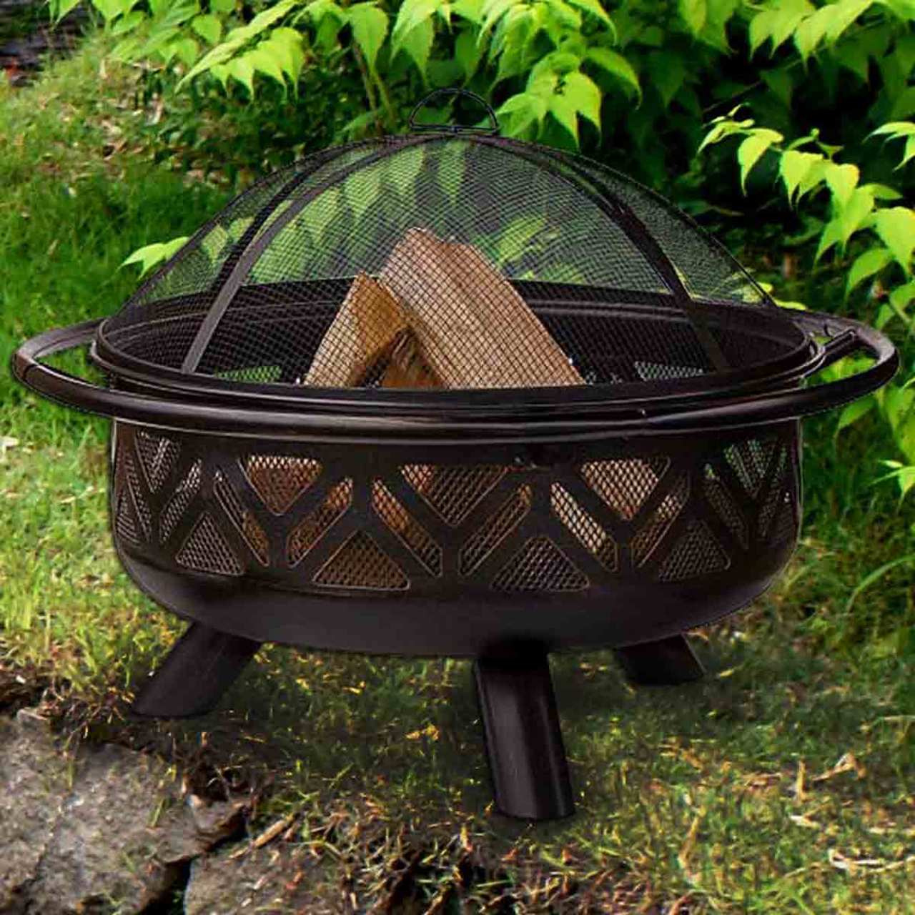 Oil Rubbed Bronze Firebowl with Geo Design
