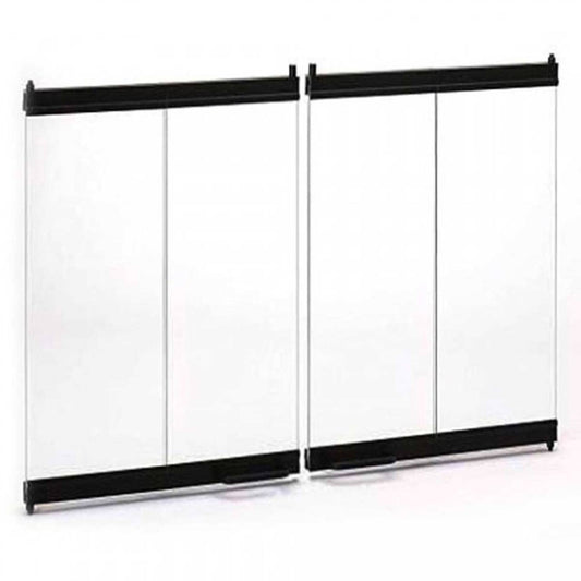 36" Superior Black Outdoor Bi-Fold Fireplace Glass Door
