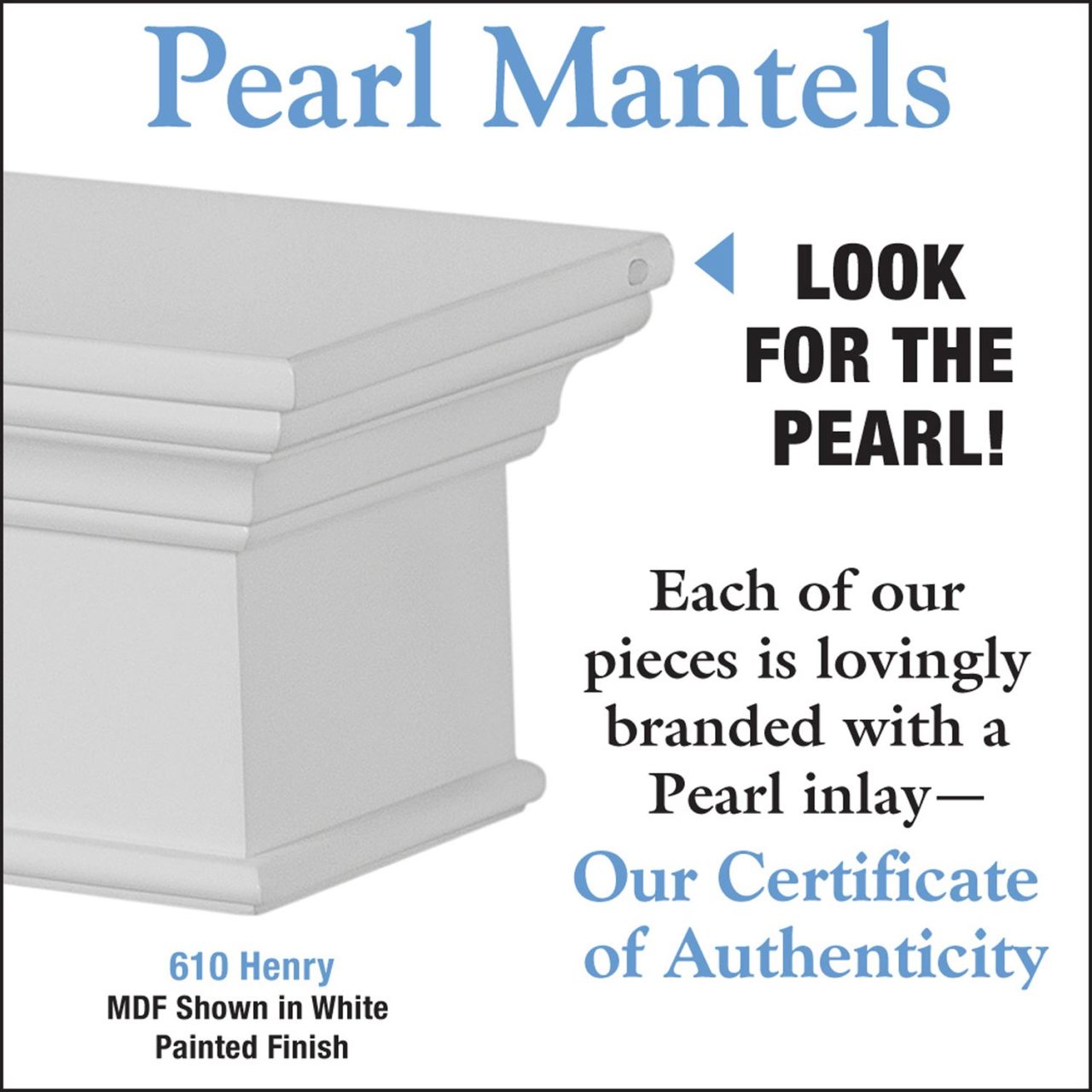 60" Henry MDF Fireplace Shelf by Pearl Mantels - White Paint Finish