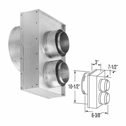 4" x 6 5/8" DirectVent Pro Co-Axial to Co-Linear Appliance Connector for Travis Stoves - 46DVA-TCL