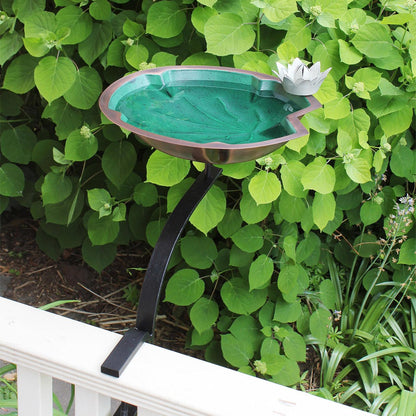 12.5" Lilypad Birdbath with Rail Mount Bracket - Green