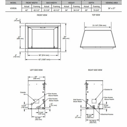 Outdoor Lifestyles 36" Vesper Firebox - Herringbone Concrete Refractory - VOFB36-H