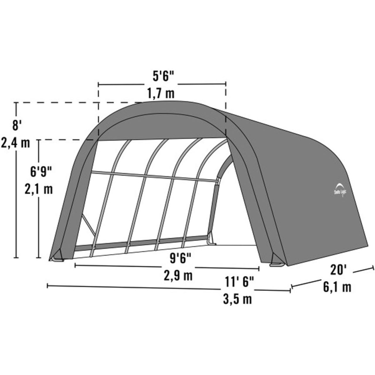 ShelterCoat 12' x  20' Wind & Snow Rated Round Garage - Gray