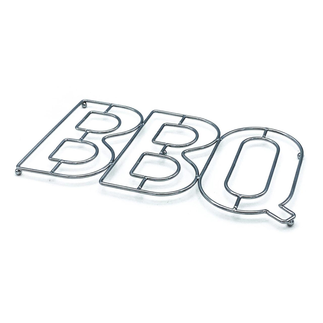 Chrome Metal " BBQ " Trivet