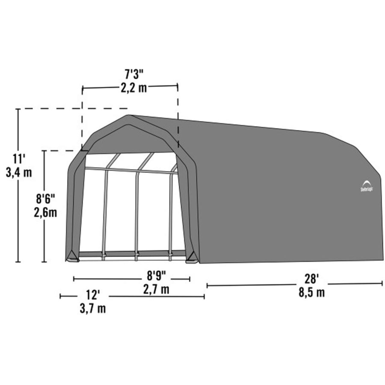 ShelterCoat 12' x  28' Garage Barn - Gray